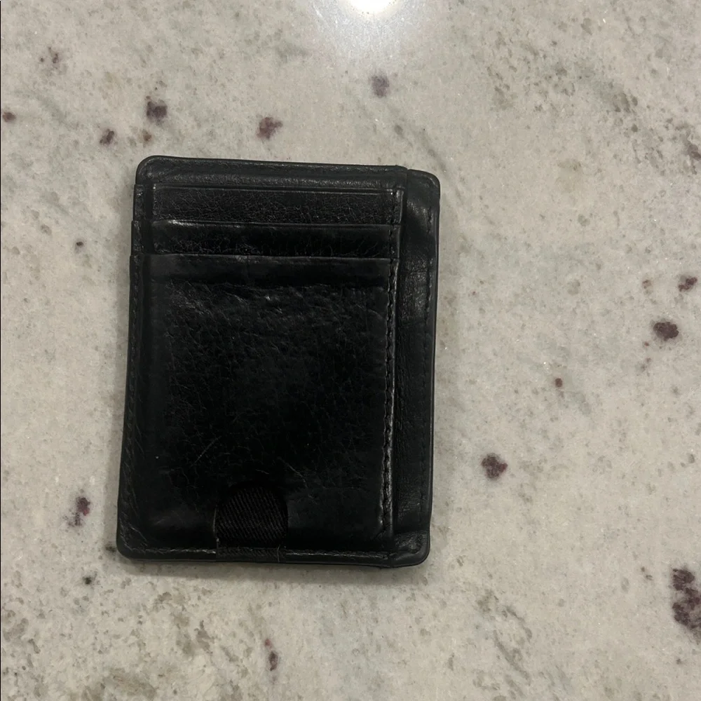 Black Leather Slim Wallet , card holder- ID slot, Card pockets 100% leather